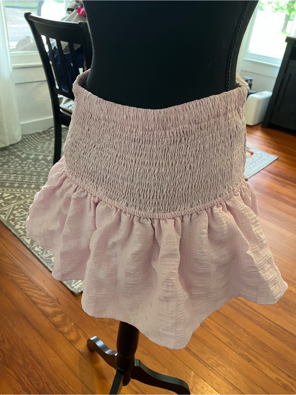 SHEIN Pink Smocked Waist Tiered Ruffle Mini Skirt - Picture 2 of 3